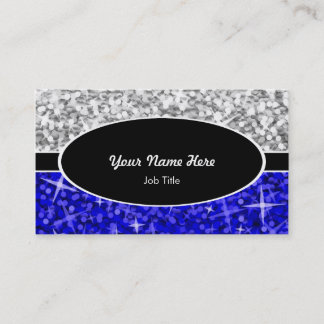 Glitz Mix "Silver" Dark Blue black oval business Card
