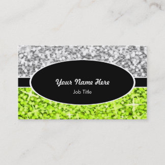 Glitz Mix "Silver" Lime black oval business card
