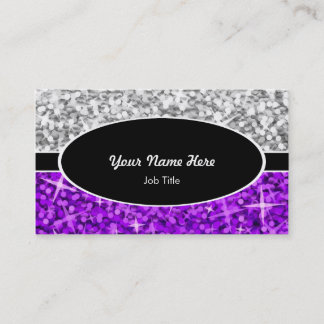 Glitz Mix "Silver" Purple black oval business card