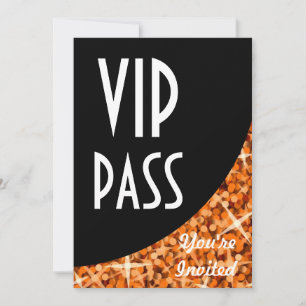 Glitz Orange black curve "VIP Pass" invitation