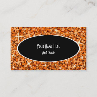 Glitz Orange Black Oval business card template