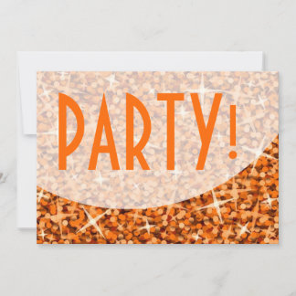 Glitz Orange curve 'Party!' invitation