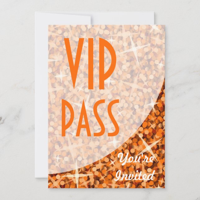 Glitz Orange curve "VIP Pass" invitation (Front)