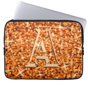 Glitz Orange 'monogram' laptop sleeve 13 inch