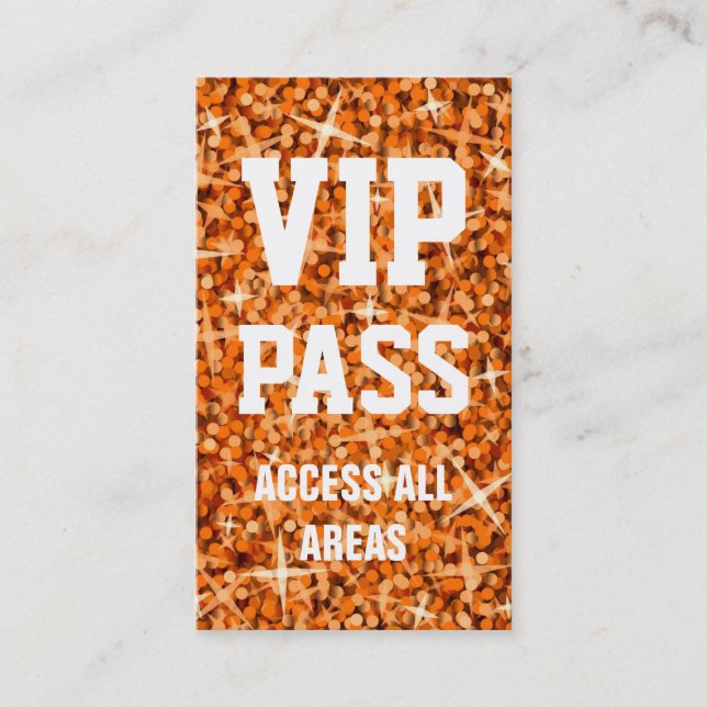 Glitz Orange 'VIP PASS' business card (Front)