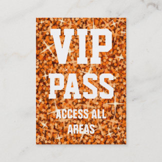 Glitz Orange 'VIP PASS' business card chubby