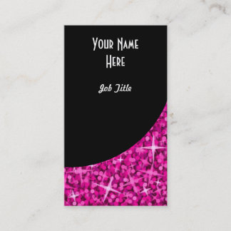 Glitz Pink Black Curve business card portrait