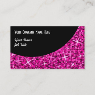 Glitz Pink Black Curve business card template