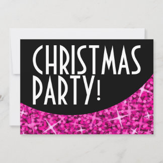 Glitz Pink black curve Christmas Party invitation
