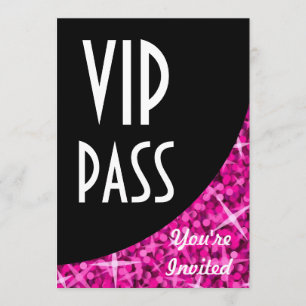 Glitz Pink black curve "VIP Pass" invitation
