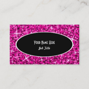 Glitz Pink Black Oval business card template