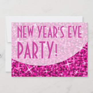 Glitz Pink curve 'New Year's Eve Party' invitation