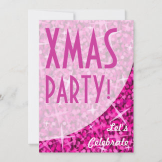 Glitz Pink curve "Xmas Party!" invitation