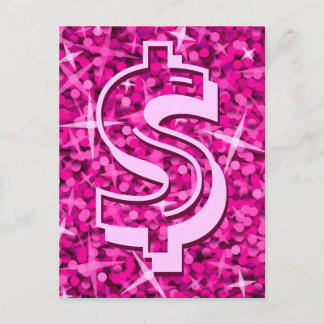 Glitz Pink dollar '$' postcard