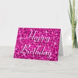 Glitz Pink 'Happy Birthday' ribbon text card