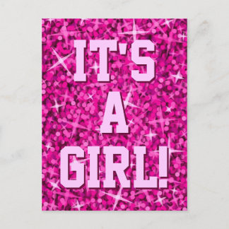 Glitz Pink 'It's a Girl!' postcard