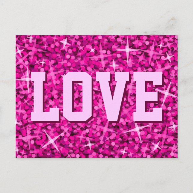 Glitz Pink 'LOVE' postcard (Front)