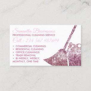 Glitz Pink Luxury Cleaning Maid Janitorial Business Card
