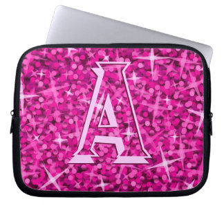 Glitz Pink 'monogram' laptop sleeve 10 inch
