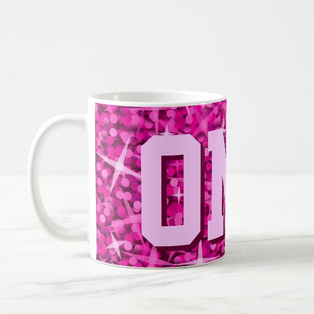 Glitz Pink print mug 'OMG!' (Left)