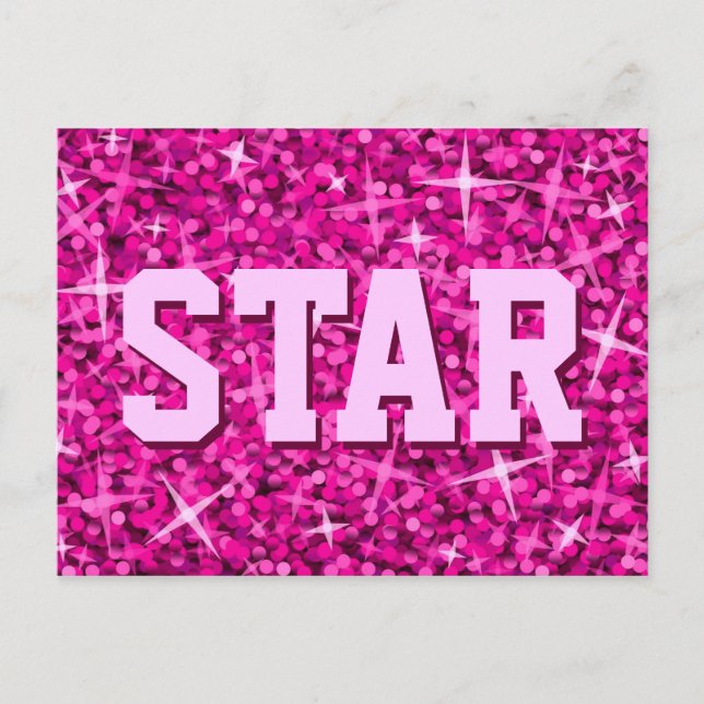 Glitz Pink 'STAR' postcard (Front)