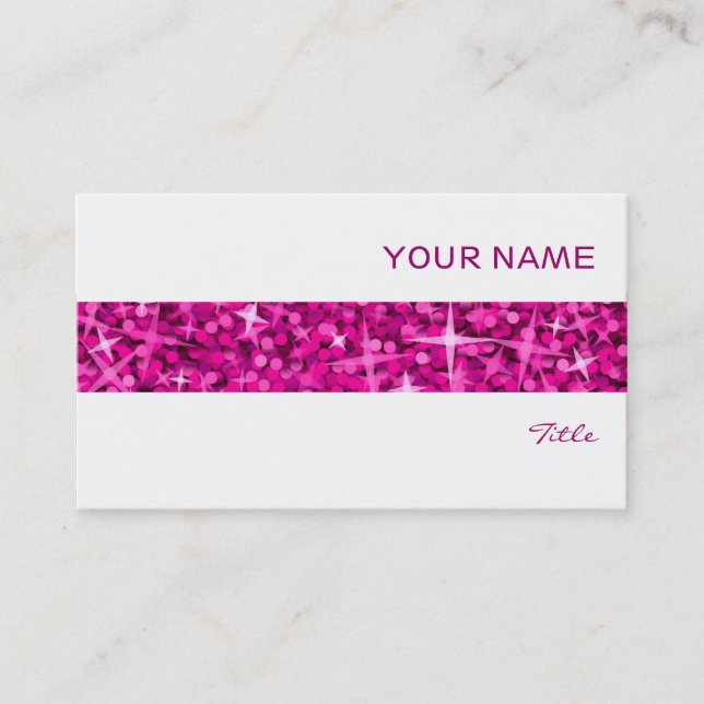Glitz Pink stripe business card white (Front)