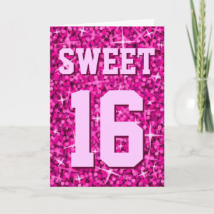 Glitz Pink 'Sweet 16' 'Happy Birthday' card