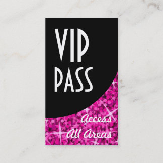Glitz Pink 'VIP Pass' Black Curve business card