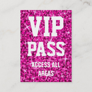 Glitz Pink 'VIP PASS' business card chubby