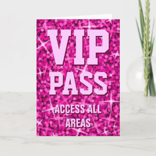 Glitz Pink 'VIP Pass' Valentine's Day card