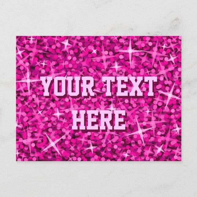 Glitz Pink 'Your Text' postcard (Front)