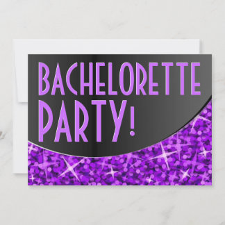 Glitz Purple black curve 'Bachelorette Party' Invitation