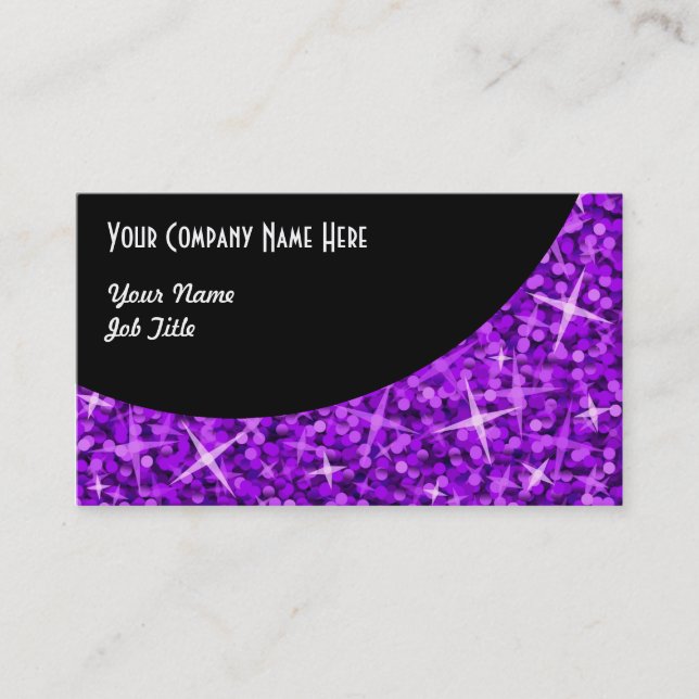 Glitz Purple Black Curve business card template (Front)