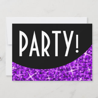 Glitz Purple black curve 'Party!' invitation