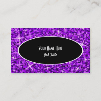 Glitz Purple Black Oval business card template