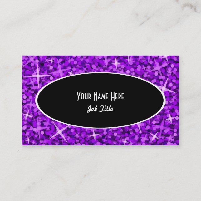 Glitz Purple Black Oval business card template (Front)