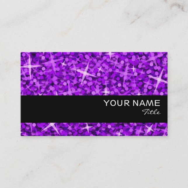 Glitz Purple Black stripe business card template (Front)