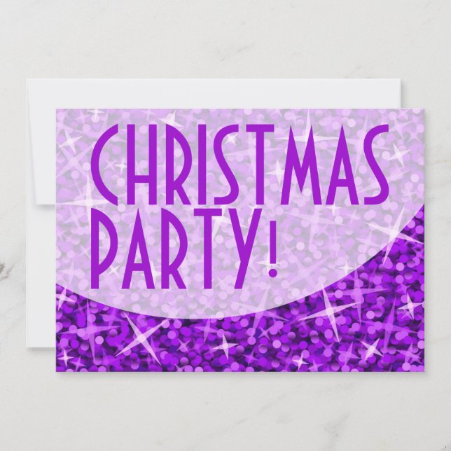 Glitz Purple curve 'Christmas Party' invitation (Front)