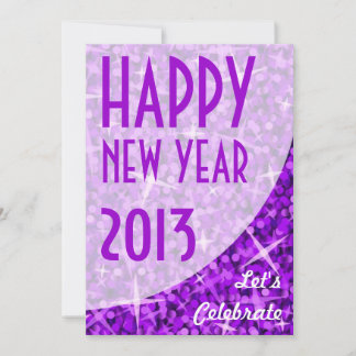 Glitz Purple curve 'Happy New Year' invitation
