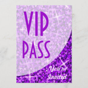 Glitz Purple curve "VIP Pass" invitation