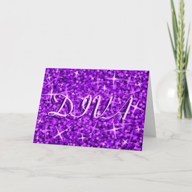 Glitz Purple 'DIVA' 'Happy Birthday' card (Front)