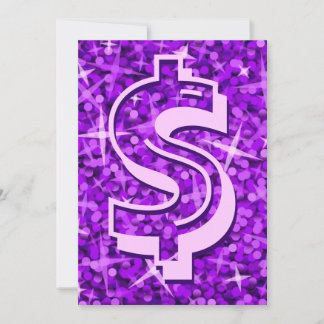 Glitz Purple dollar '$' invitation