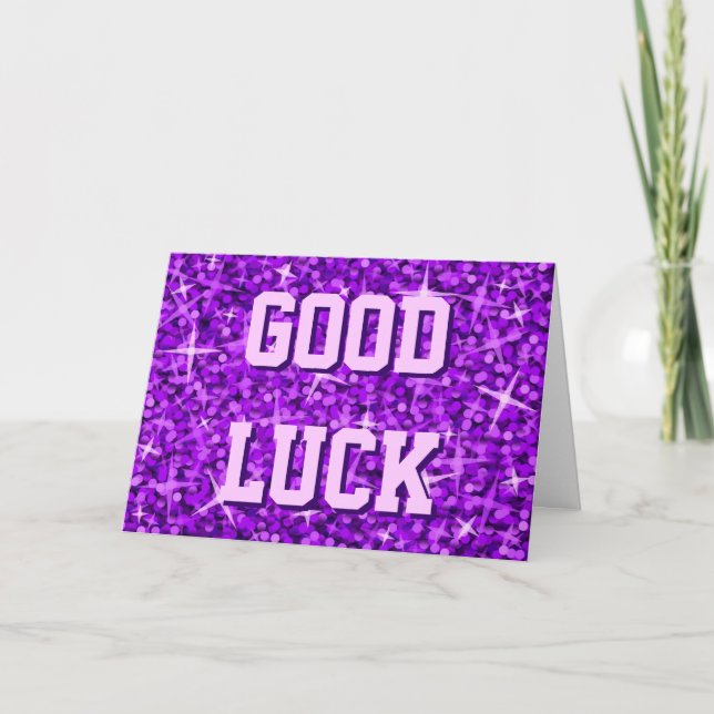 Glitz Purple 'Good Luck' 'Your Text' card (Front)