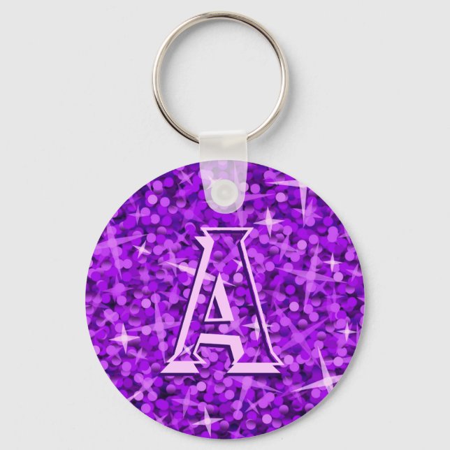 Glitz Purple 'monogram' keychain (Front)