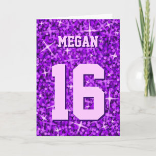 Glitz Purple 'Name and Age' 'Happy Birthday' card