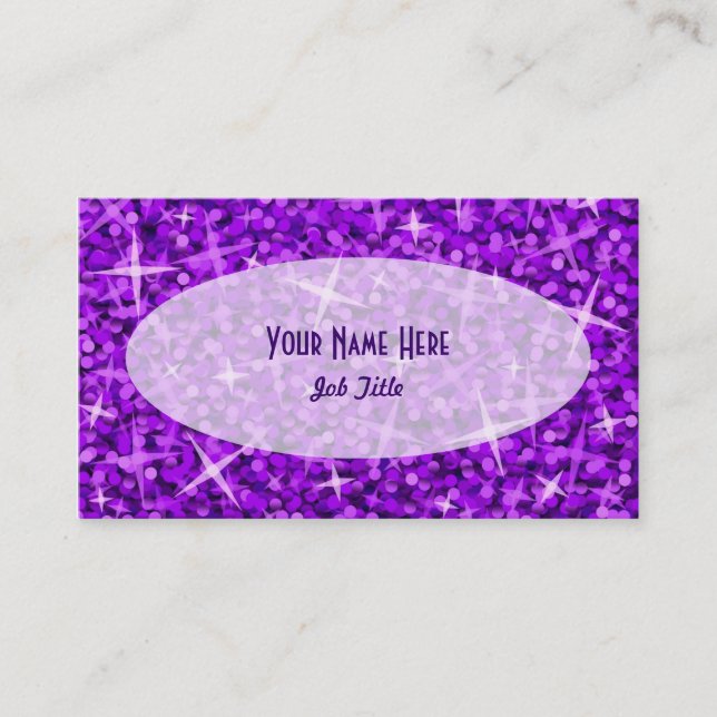 Glitz Purple Oval business card template (Front)