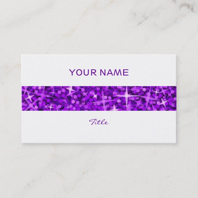 Glitz Purple stripe business card white back (Front)