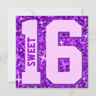 Glitz Purple 'Sweet 16' invitation square