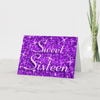 Glitz Purple 'Sweet Sixteen' 'Happy Birthday' card