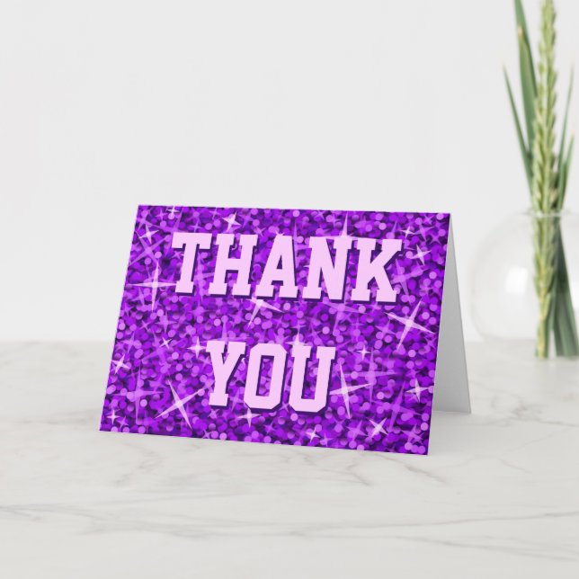 Glitz Purple 'Thank You' greetings card (Front)